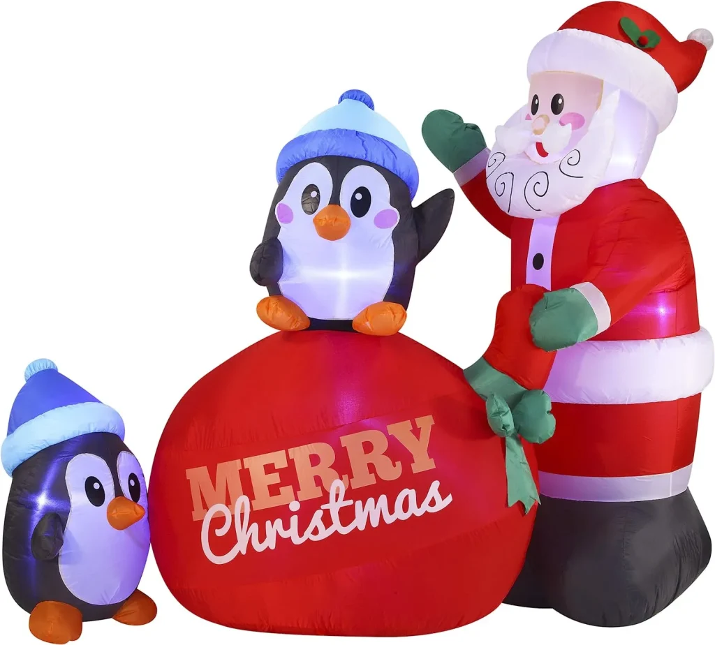Large penguins with santa