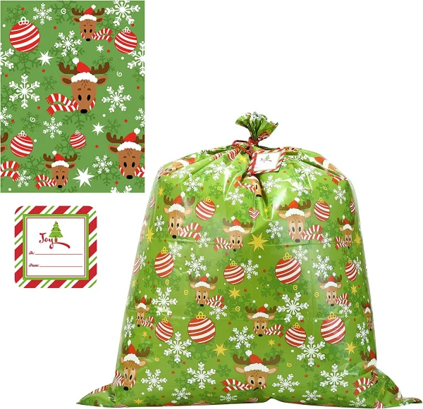8pcs Jumbo christmas gift Bags with Tags 36x44in