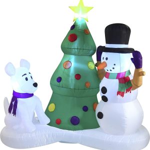 6ft Large Snowman with Christmas Tree Inflatable