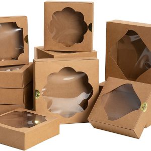 Kraft Bakery Boxes with Stickers, 24 Pcs