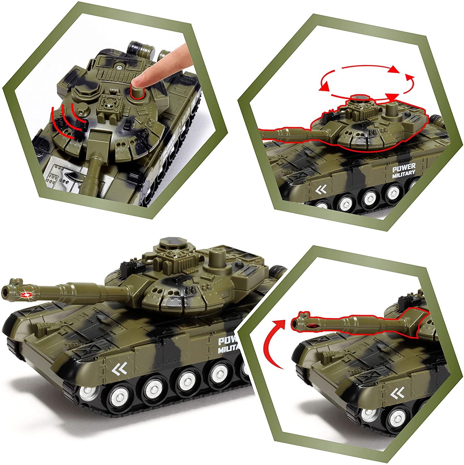 Friction Powered Siren Military Vehicle Toy Set