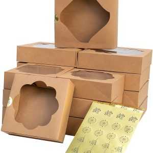15 Pcs Kraft Bakery Boxes with Stickers