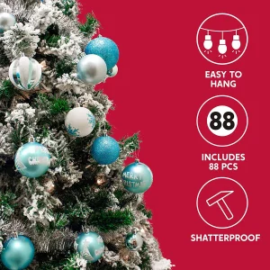 88pcs Gold & Silver Shatterproof Christmas Ornaments