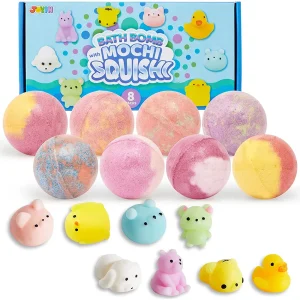 8Pcs Bath Bombs for Kids with Squishy Toys 5oz