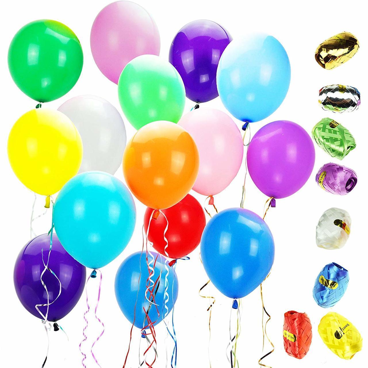 12″ Latex Balloons With 10 Bonus Colorful Ribbons, 100 Pcs
