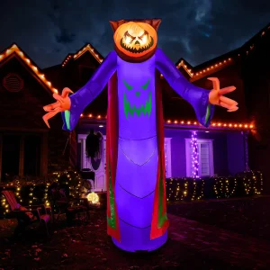 8ft Halloween Inflatable Pumpkin Wizard Decoration