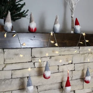 9pcs Red And Gray Plush Christmas Gnomes Ornaments