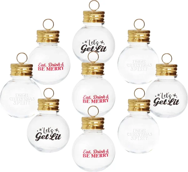  Joiedomi 9 Pcs Boozeball Christmas Ornaments Set 1.7 oz  Fillable Ball Ornaments Christmas Decorations for Christmas Holiday Indoor  and Outdoor Christmas Decorations : Home & Kitchen