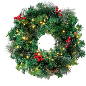 20 Artificial Christmas Wreath Prelit with 15 Hanger