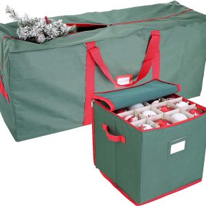48″ Christmas Tree Storage Bag and 64-Slot Ornament Storage Set (Green)