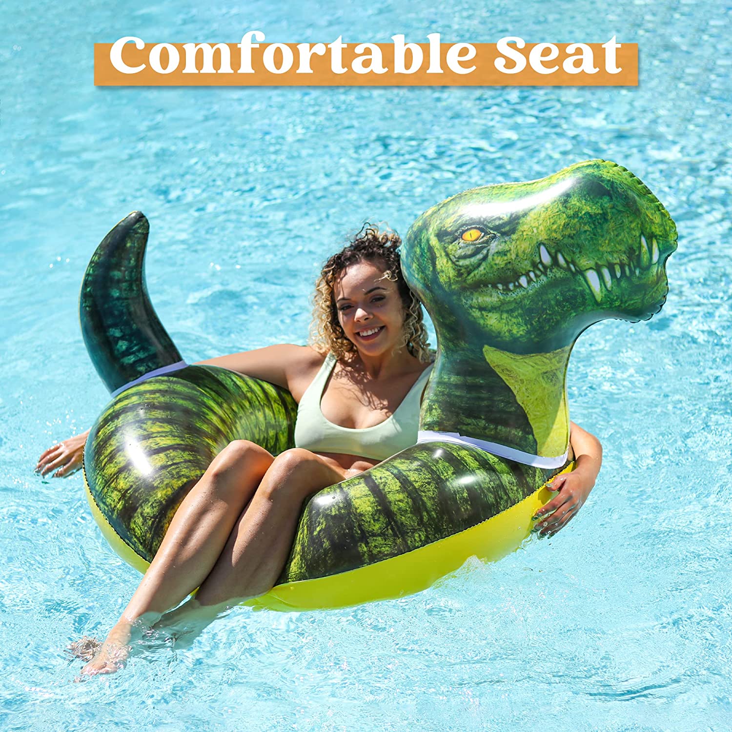 59″ Inflatable T-Rex Pool Tube (Green) – SLOOSH
