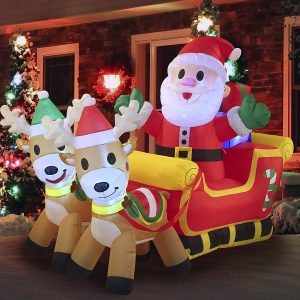 6ft Large Santa Claus on Fancy Sleigh Cute Inflatable