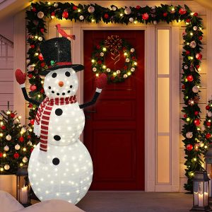 6ft Tinsel Collapsible Snowman LED Yard Light