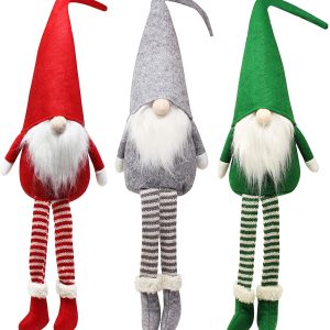 20″ Gnome with Long Legs Tabletop Christmas Decoration, 3 Pcs