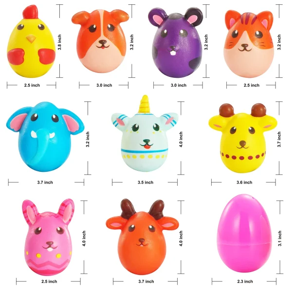 9Pcs Animal Soft and Yielding Prefilled Easter Eggs