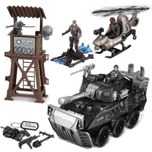 9pcs Checkpoint Military Toy Soldiers Play Set