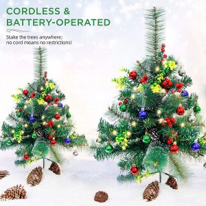 2pcs Christmas Tree Pathway Lights Set 24.5in