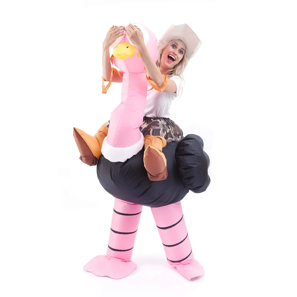Riding ostrich adult blow up costume