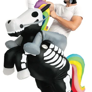 Adult Inflatable Skeleton Unicorn Ride on Costume