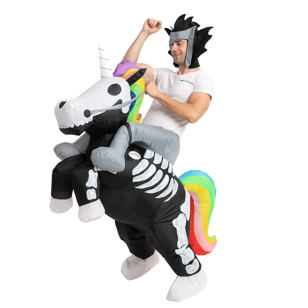 Adult skeleton unicorn inflatable costume