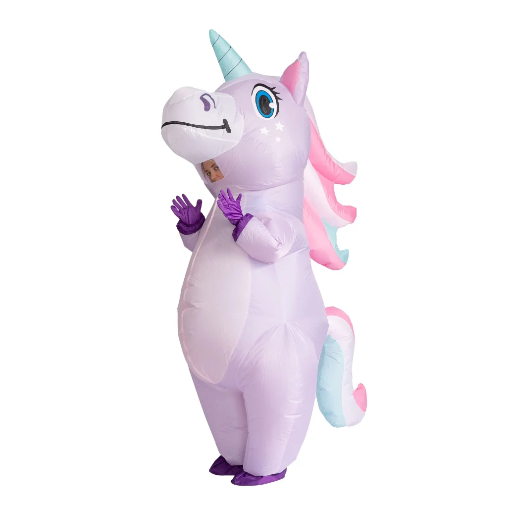 Lavender blow up unicorn costume