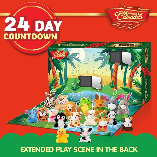 24 days Christmas Advent Calendar with Mini Animal Plush