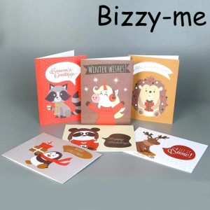 Bizzy-me 102pcs Christmas Animal Greeting Cards