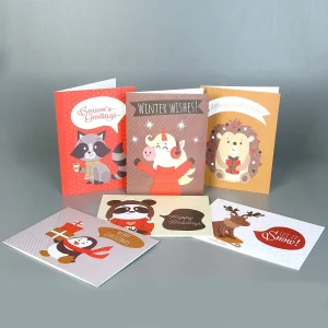 102pcs Christmas Animal Greeting Cards