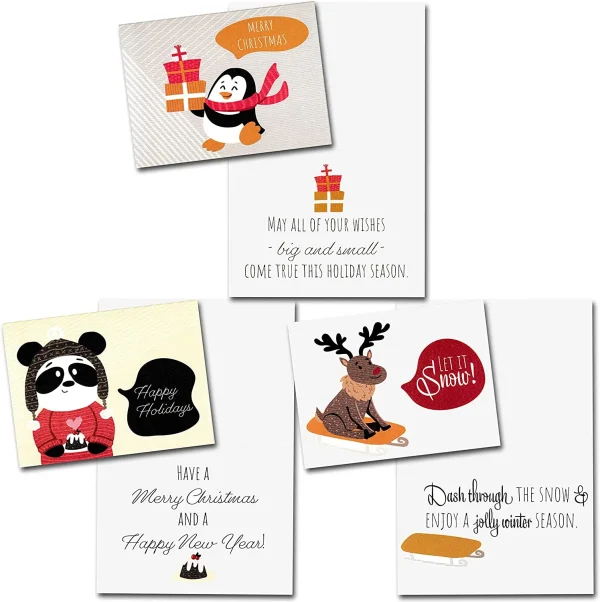 Bizzy-me 102pcs Christmas Animal Greeting Cards