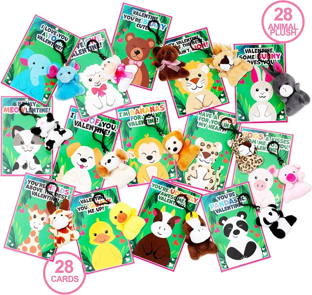 Colplay Valentines Day Gifts for Kids Classroom-28 Packs Animal Building  Blocks with Kids Valentines Day Cards for School & Stickers, Class  Valentines