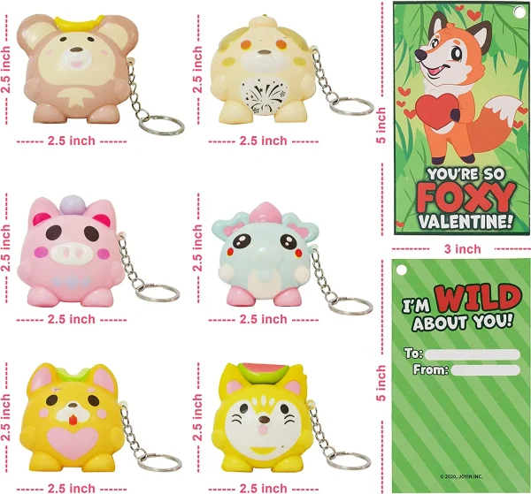 18Pcs Animal Slow-rising Squishies Valentines Day Cards for Kids-Classroom Exchange Gifts