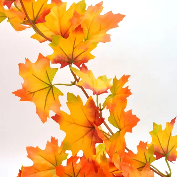 Artificial Fall Red Orange Maple Leaves Garland