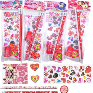 28pcs Kids Valentines Cards with Assorted Stationery in Boxes-Classroom Exchange Gift