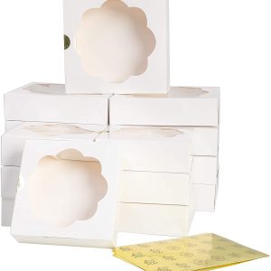 10″ White Cake Pie Box, 15 Pcs with Stickers – JOYIN