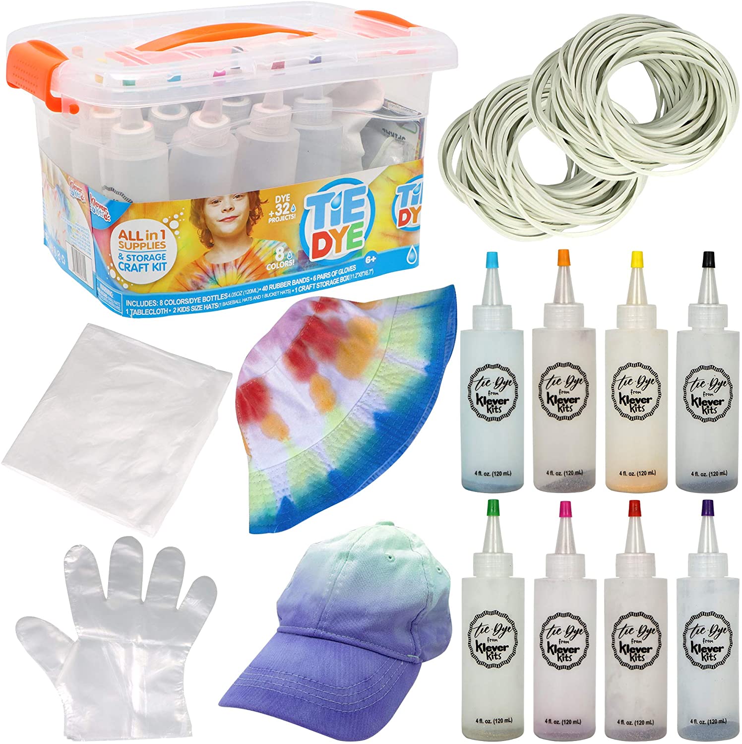 DIY Tie Dye Kits with Cotton Caps and Storage Box – KLEVER KITS