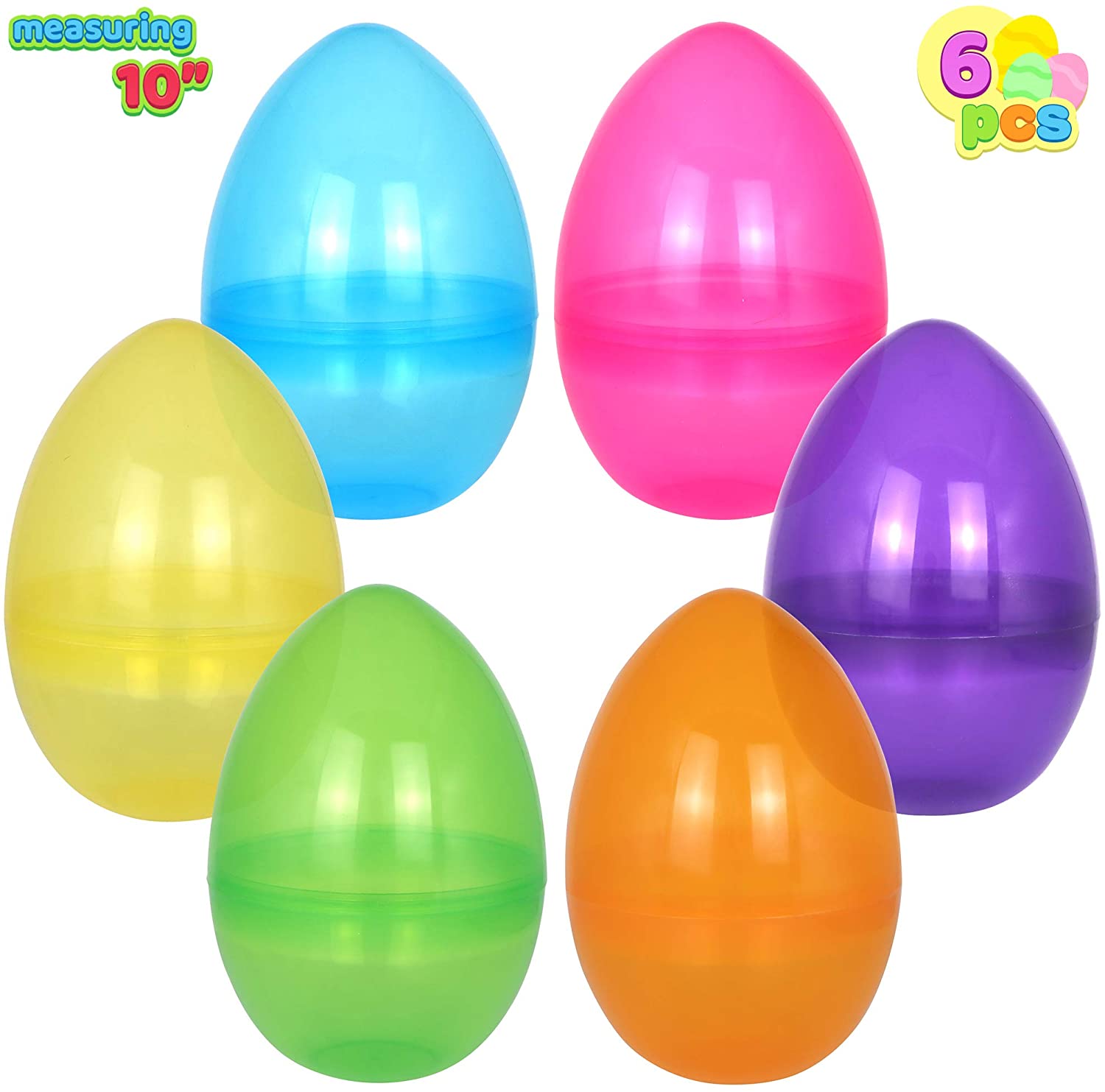 6pcs Jumbo Colorful Easter Egg transparent Basket Fillers