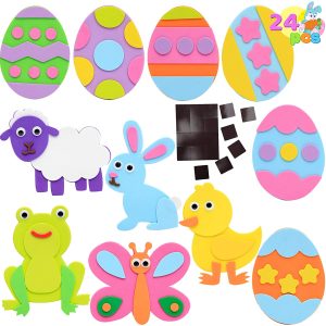 24 Pieces Foam Easter Animals and Egg Magnet Craft Kit