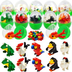 12 Pcs Easter Eggs Prefilled with Cute Animal Building Blocks