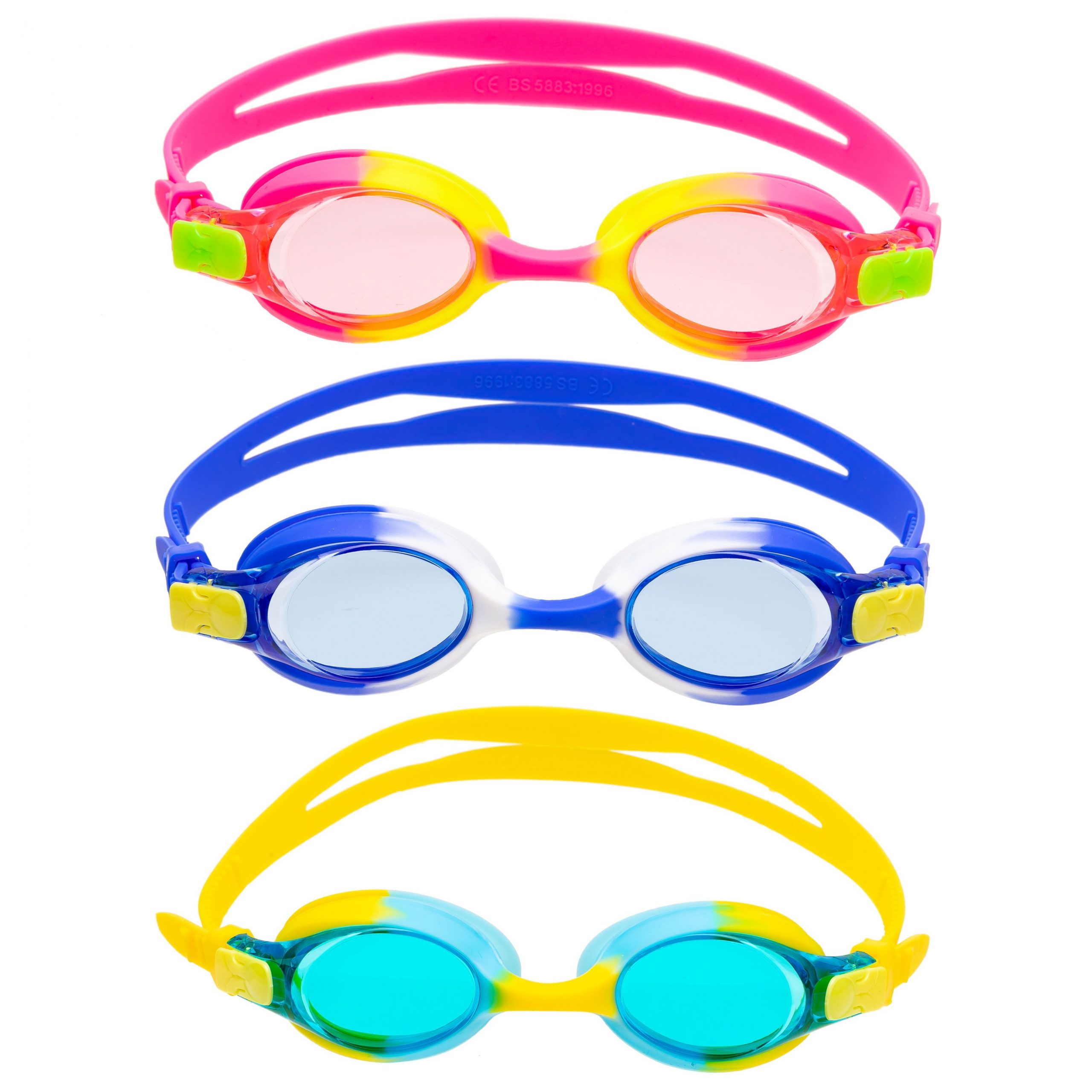 3 Pack Kids Swimming Goggles (Blue, Pink & Yellow)