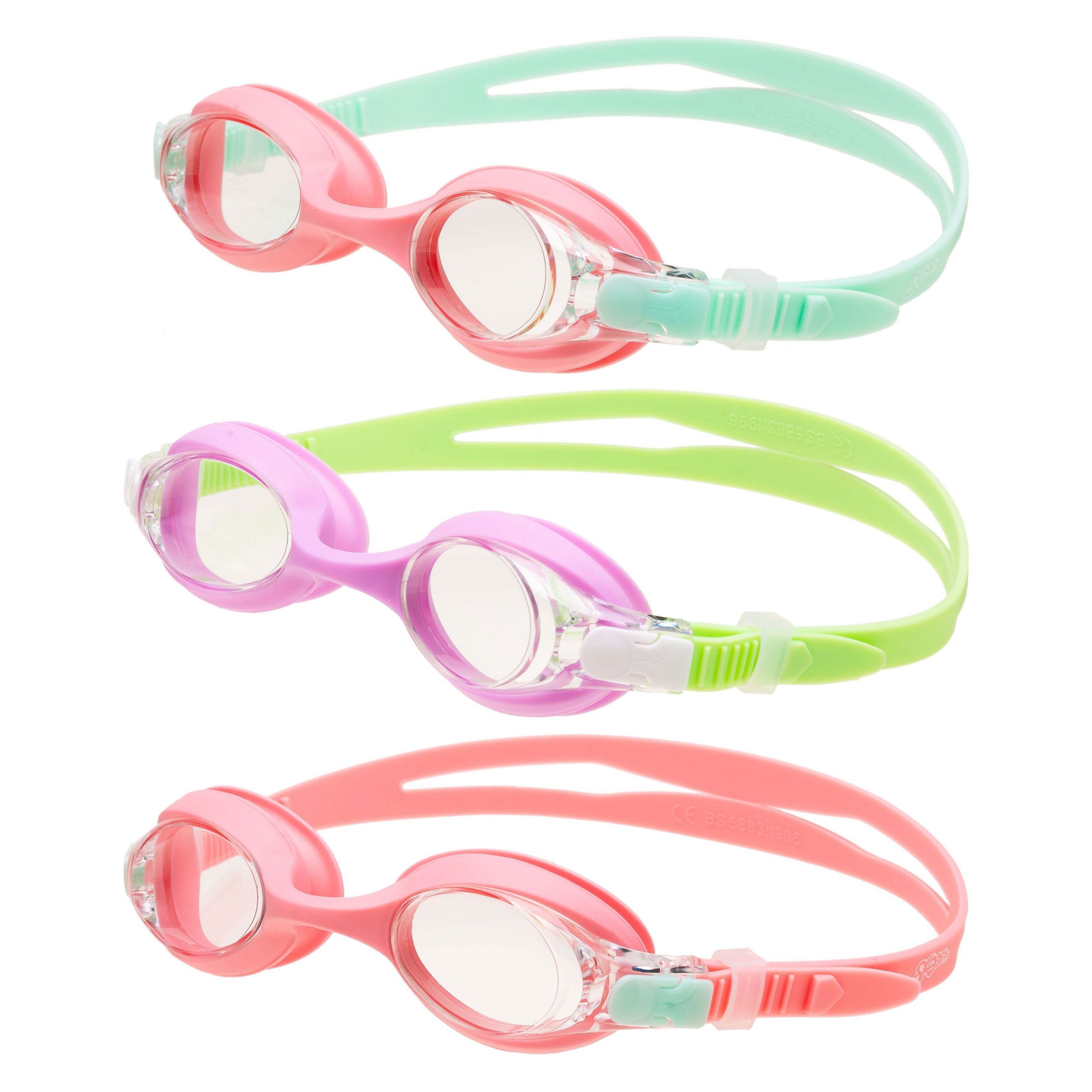 Kids Swim Goggle (Cyan, Mint & Light Pink), 3 Pack