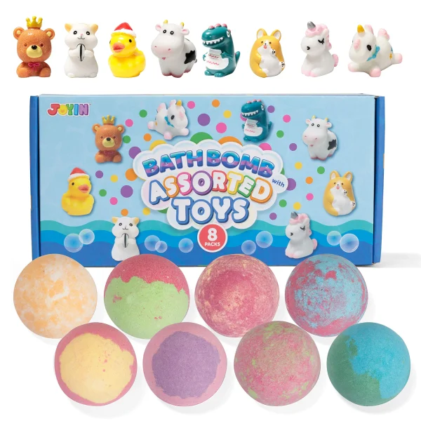 8pcs Kids Bath Bombs with Assorted Animal Toys