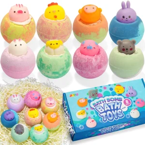 8Pcs Bath Bombs for Kids with Bath Toys 5oz