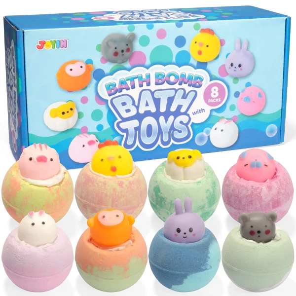 8pcs Kids Bath Bombs with Animal Erasers