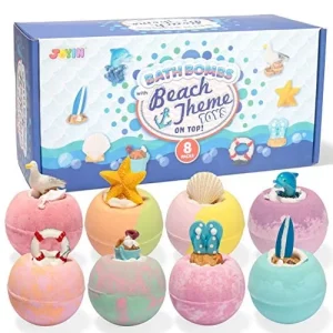 8Pcs Bath Bombs for Kids with Beach Themed Toys 4.2oz