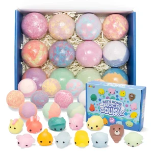 12Pcs Bath Bombs with Squishy Toys for Kids 4.2oz