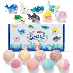 8pcs Bath Bombs with Sea Animal Toys