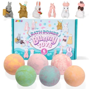 6Pcs Bath Bombs with Easter Bunny Toys 4.2oz