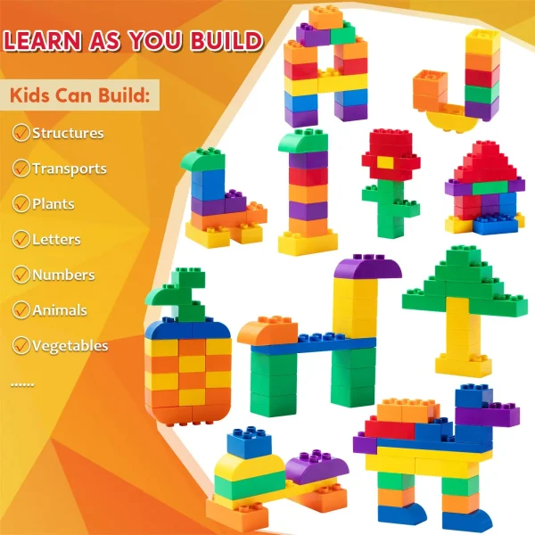 180pcs Kids Big Building Blocks Kit in 6 colors