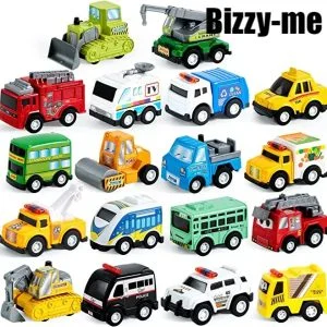 Bizzy-me 18pcs Pull Back Toy Cars and Vehicles Set