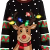 Light Up Womens Christmas Ugly Sweater-Reindeer